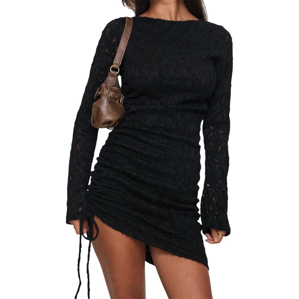 Princess Poly Que Sera Long Sleeve Mini Dress Women’s Size 2 NWT Black Bodycon